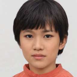 Neutral asian child female with medium  brown hair and brown eyes