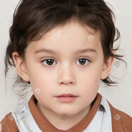 Neutral white child female with medium  brown hair and brown eyes