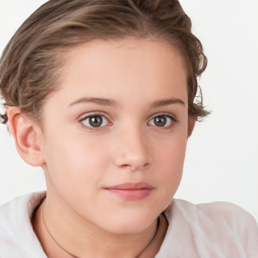 Neutral white child female with short  brown hair and brown eyes