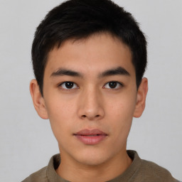 Neutral asian young-adult male with short  brown hair and brown eyes