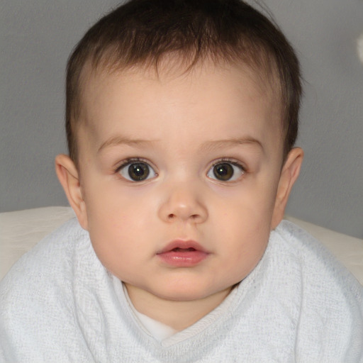 Neutral white child female with short  brown hair and brown eyes