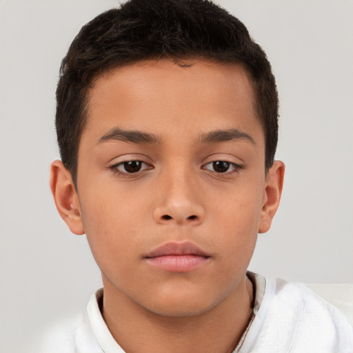 Neutral white child male with short  brown hair and brown eyes