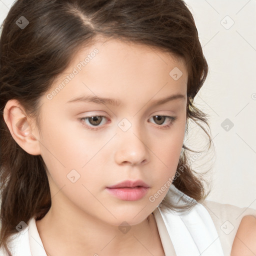 Neutral white child female with medium  brown hair and brown eyes