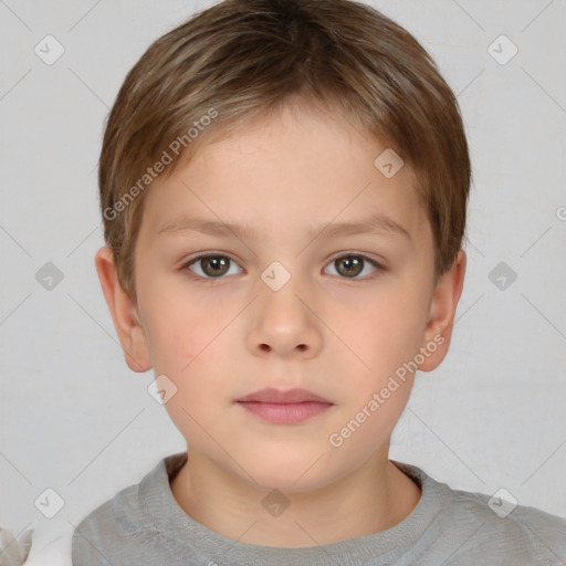 Neutral white child male with short  brown hair and brown eyes