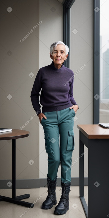 Elderly non-binary with  gray hair