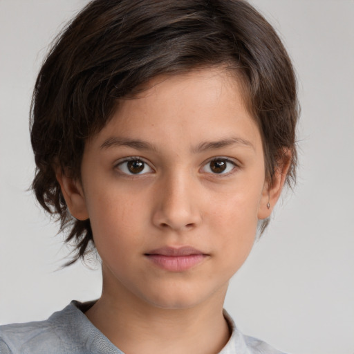 Neutral white child female with medium  brown hair and brown eyes