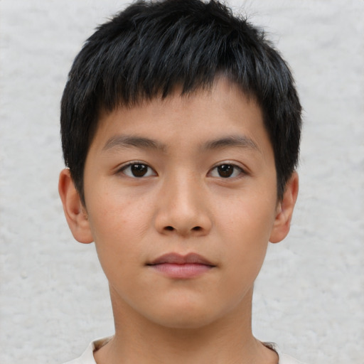 Neutral asian young-adult male with short  brown hair and brown eyes