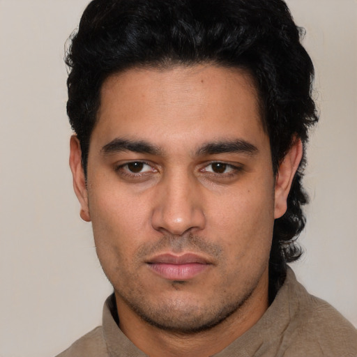 Neutral white young-adult male with short  black hair and brown eyes