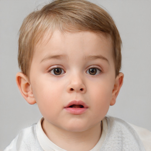 Neutral white child male with short  brown hair and brown eyes