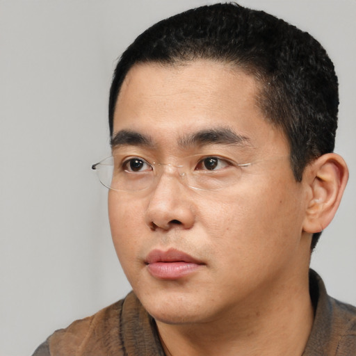 Neutral black young-adult male with short  brown hair and brown eyes