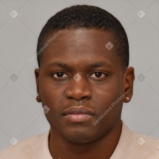 Neutral black young-adult male with short  brown hair and brown eyes