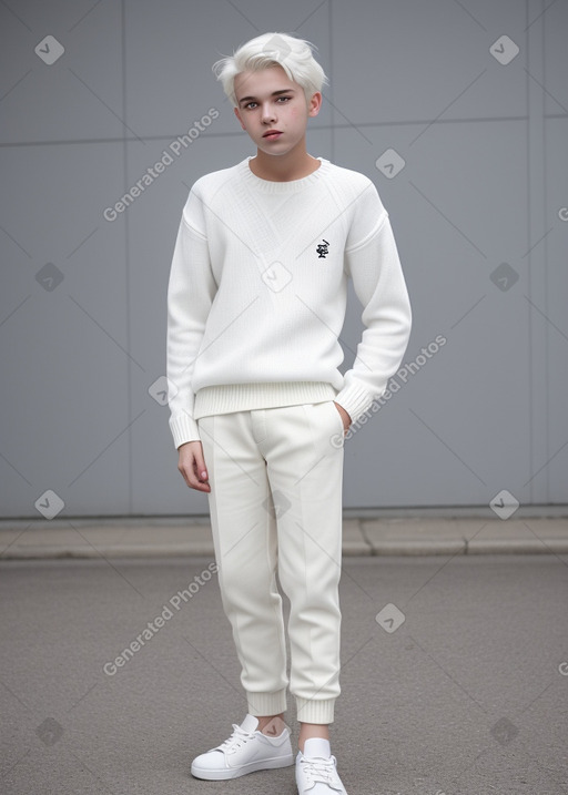 Teenager boy with  white hair