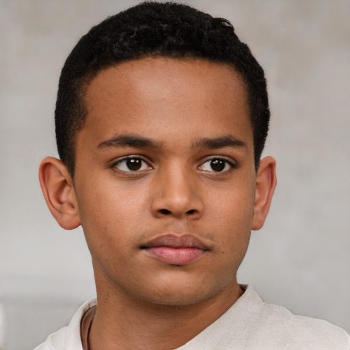 Neutral black young-adult male with short  brown hair and brown eyes