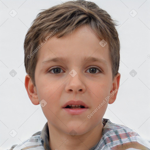 Neutral white child male with short  brown hair and brown eyes