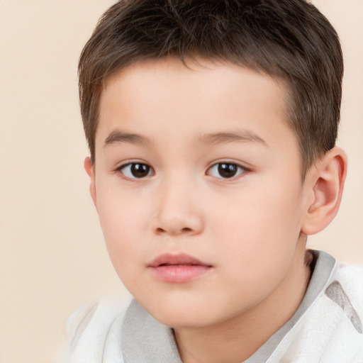 Neutral white child male with short  brown hair and brown eyes