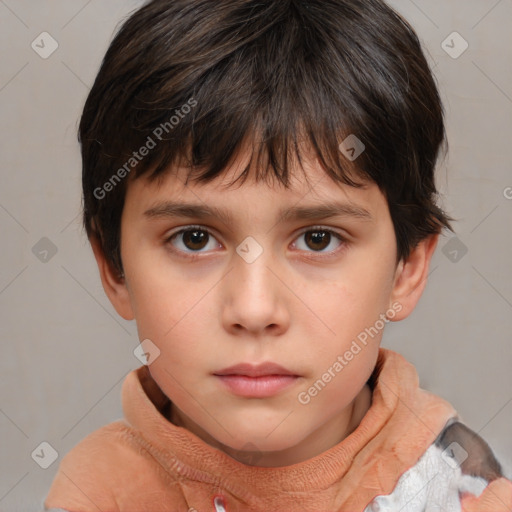 Neutral white child female with short  brown hair and brown eyes