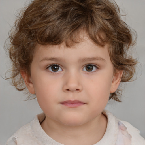 Neutral white child male with medium  brown hair and brown eyes