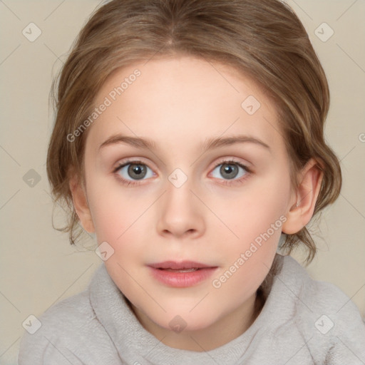 Neutral white child female with medium  brown hair and brown eyes