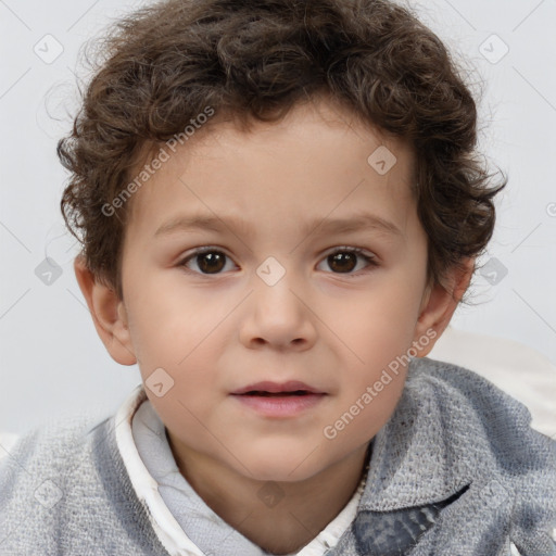 Neutral white child male with short  brown hair and brown eyes