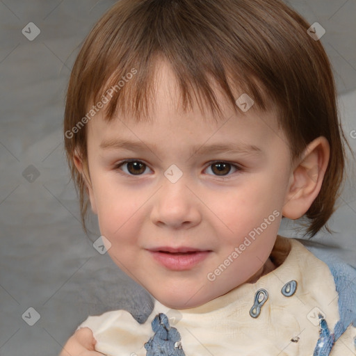 Neutral white child female with medium  brown hair and brown eyes