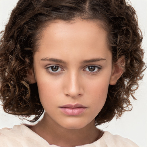 Neutral white child female with medium  brown hair and brown eyes