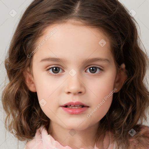 Neutral white child female with medium  brown hair and brown eyes