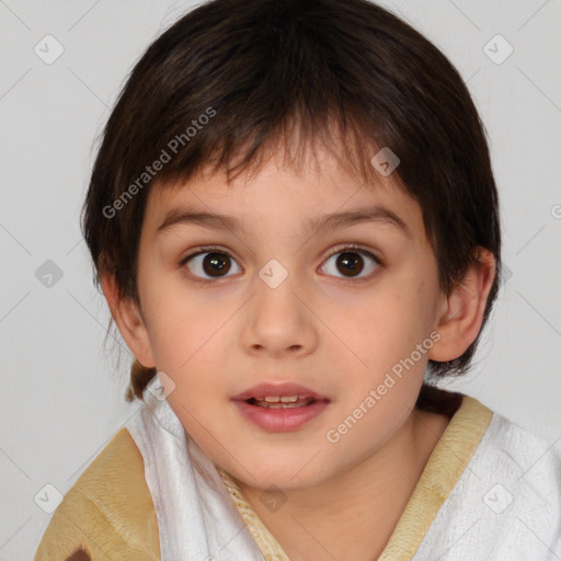 Neutral white child female with medium  brown hair and brown eyes