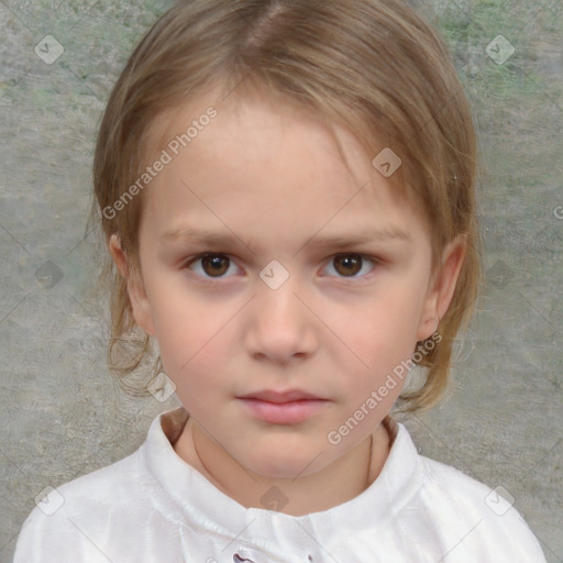 Neutral white child female with medium  brown hair and brown eyes