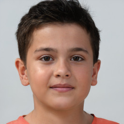 Neutral white child male with short  brown hair and brown eyes