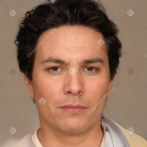 Neutral white adult male with short  brown hair and brown eyes