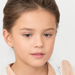 Neutral white child female with short  brown hair and brown eyes