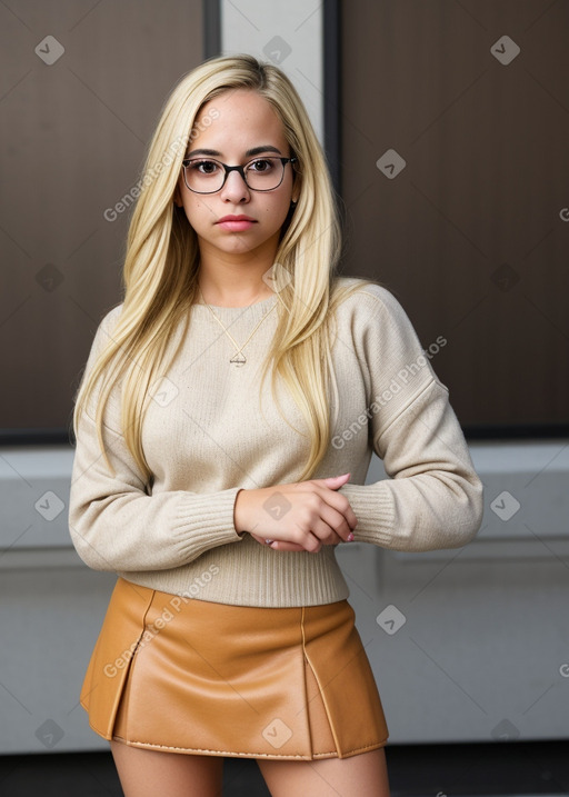 Hispanic young adult female with  blonde hair