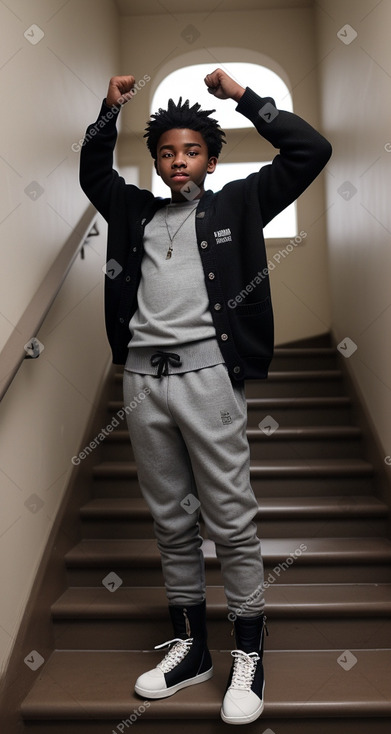 African american teenager boy with  gray hair