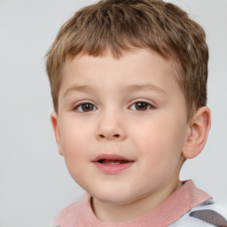 Neutral white child male with short  brown hair and brown eyes