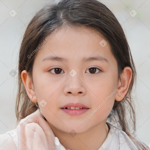 Neutral white child female with medium  brown hair and brown eyes