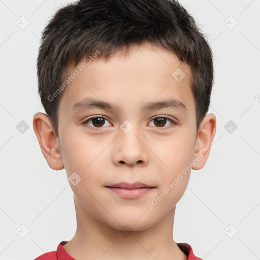 Neutral white child male with short  brown hair and brown eyes