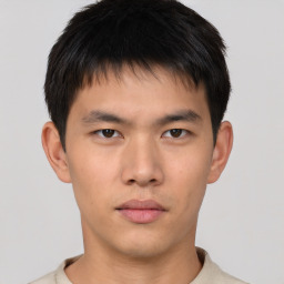 Neutral asian young-adult male with short  brown hair and brown eyes