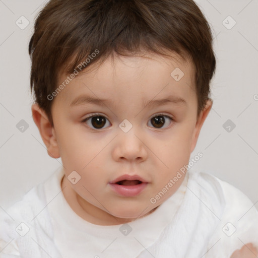 Neutral white child female with short  brown hair and brown eyes