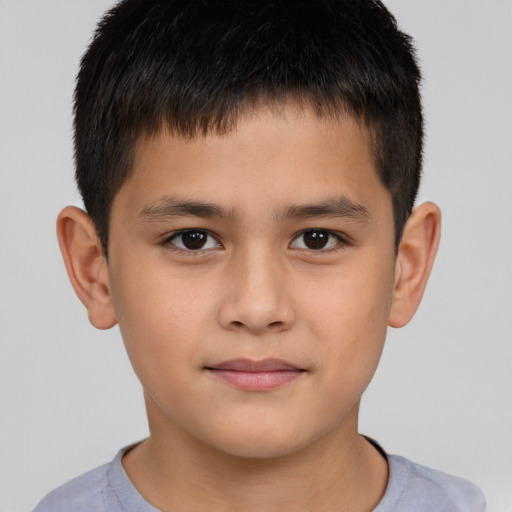 Neutral white child male with short  brown hair and brown eyes