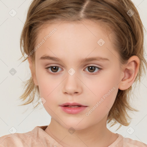 Neutral white child female with medium  brown hair and brown eyes