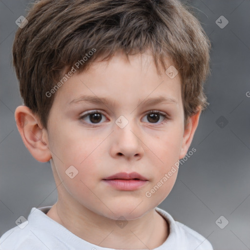 Neutral white child male with short  brown hair and brown eyes