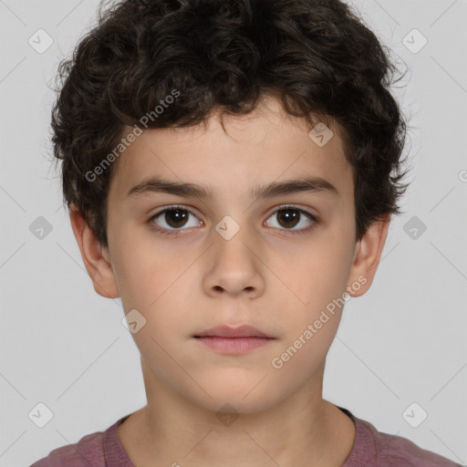 Neutral white child male with short  brown hair and brown eyes