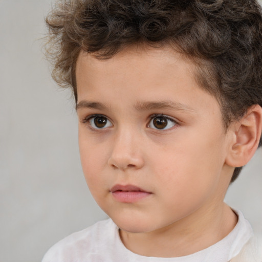 Neutral white child male with short  brown hair and brown eyes