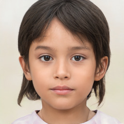 Neutral white child female with medium  brown hair and brown eyes