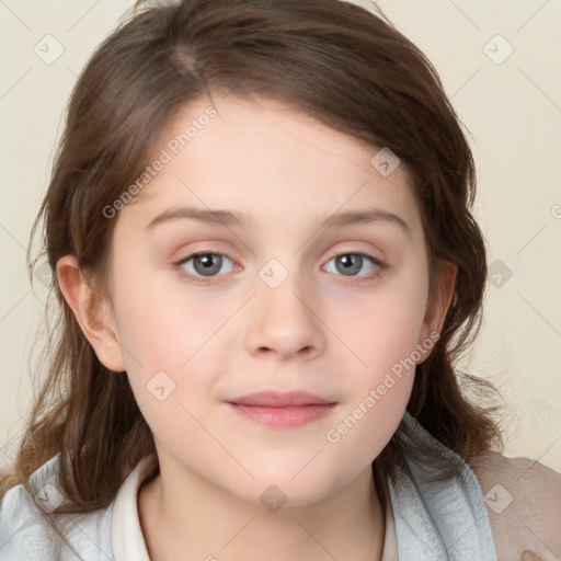 Neutral white child female with medium  brown hair and brown eyes