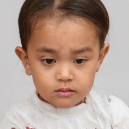 Neutral white child female with short  brown hair and brown eyes