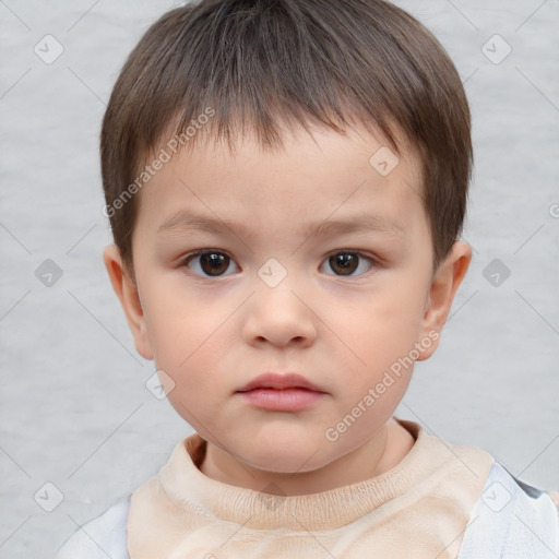 Neutral white child male with short  brown hair and brown eyes