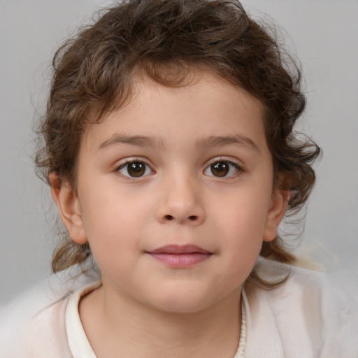 Neutral white child male with medium  brown hair and brown eyes