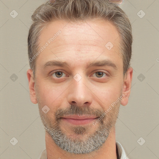 Neutral white adult male with short  brown hair and brown eyes