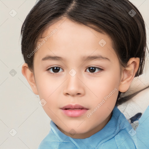 Neutral white child female with medium  brown hair and brown eyes